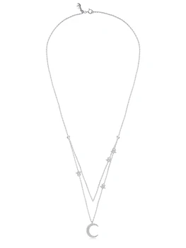 SILVERHOO 925 Sterlingas Sidabro Karoliai Moterų Fine Jewelry Aukštos Kokybės Kubinis Cirkonis Žvaigždė Lady Moon Karoliai Naujus Produktus