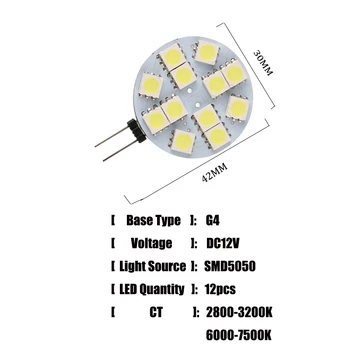 2VNT G4 LED Apvalus Range Hood Lemputė 12v SMD5050 6/9/12/24 Led SMD LED Valtis Šviesos Balta / Šiltai Balta Lempos Lemputė Vietoje šviesos