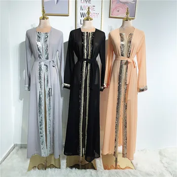 Turkija Atidaryti Abayas Moterų Musulmonų Caftan Dress China Europos, Amerikos Drabužių Dubajus Ilgas Chalatas, Nėriniai-up Big Swing Hijab Abaja