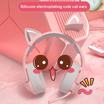 Kačių ausų ausines K9 Rožinė Laidinio Žaidimas Kačių Ausų Ausinės Su Mikrofonu Žaidimų Muzikos laisvų Rankų įranga UK Ausinės & Ausines