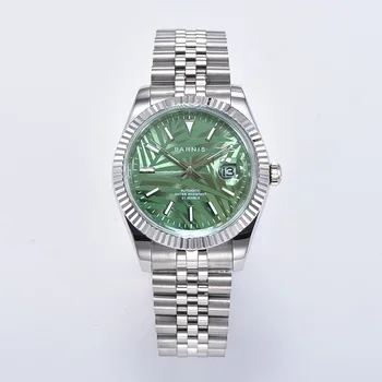 Parnis Green Personality Dial Men's Watches Calendar Sapphire Crystal Miyota 8215 Automatic Mechanical Men Watch 2021 Top Brand