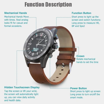 Prabangių Vyrų Smart Žiūrėti Hibridas Smartwatch Mechaninė Rankas Veiklos Miego Fitneso, Širdies ritmo Seklys su Prijungtu GPS