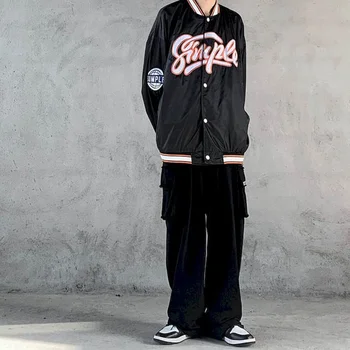 Vyriški švarkai pavasario rudens retro siuvinėjimo beisbolo uniformas derliaus striukės vyras moteris hip-hop berniukai gatvės atsitiktinis sporto viršūnės