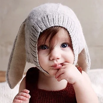Rudenį, Žiemą Bamblys Kūdikiams Megztas Kūdikių Skrybėlę Žavinga Triušis Ilgų Ausų Kepurę