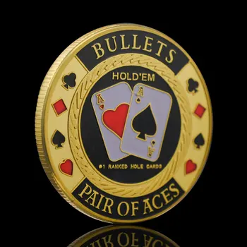Paauksuoti Kulkos Pora Tūzų Hold ' Em Pokerio Card Guard Lasvegas Fichas Iššūkis Monetos Premier Suvenyrai, Kolekcines, Monetas