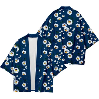 Plius Dydis XXS-6XL Blue Daisy Prarasti Paplūdimys Japonijos Streetwear Megztinis Moterims, Vyrams Harajuku Haori Kimono Cosplay Yukata Drabužiai