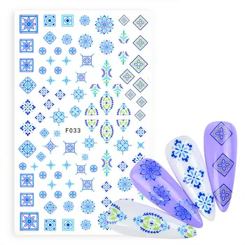 2021 Naujas 3D Nagų Dailės Lipdukai Bohemijos Mėlyna Totem Abstraktus Vaizdas Nagai Lipdukai Nagams aplinkosaugos ¾enklelis, Papuošalai, Manikiūras
