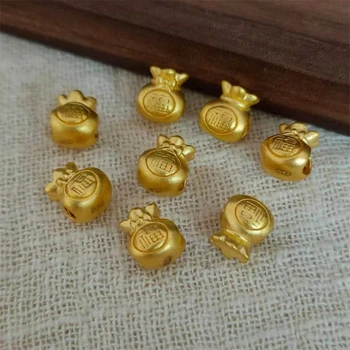 Grynas 24K Geltonojo Aukso Pakabukas 3D Pinigų Maišo Granulių 1PCS TIK / 0.13-0.17 g / Lucky Perdavimo Granulių