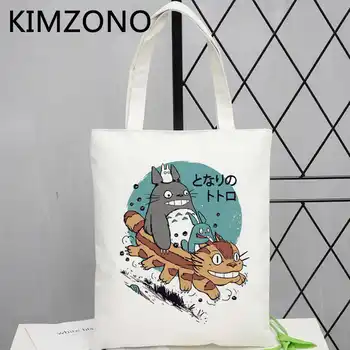 Totoro džiuto pirkinių krepšys krepšys perdirbti drobės maišelį bolso rankinė, pirkinių krepšys boodschappentas nešti bolsa compra austi cabas