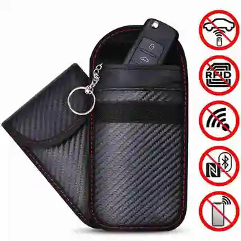 Anglies Pluošto Automobilių Raktų Saugojimo Krepšys RDA Signalo Ekranas Bag Anti-GPS vietos Nustatymo Anti-elektromagnetinės Spinduliuotės Krepšys