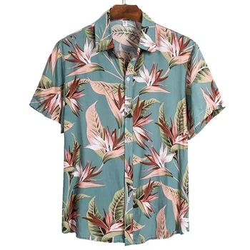 2021 Vasaros Grynos Medvilnės Mens Havajų Marškinėliai Spausdinami Trumpas Rankovės Didelis Mums Dydžio Havajų Gėlė, Paplūdimio Gėlių Modelius