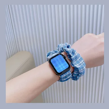 Scrunchie elastiniais Dirželiais, skirtas Apple Watch Band Serijos 6 SE 5 4 3 2 1 38mm 40mm 42mm 44mm, kad iwatch Ponios plaukų Watchband Apyrankė