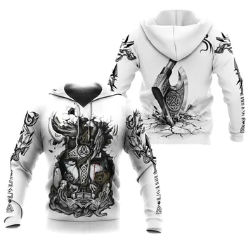 Viking Odin Tatuiruotės Art 3D Print Pavasarį, Rudenį Hoodie Vyras Moteris Harajuku Outwear Užtrauktukas Puloveris Palaidinukė Atsitiktinis Unisex-1