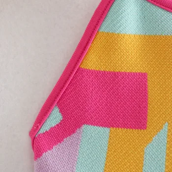 DiYiG MOTERIS 2021 m. vasarą naujų seksualių moterų drabužių apykaklės spalvinga geometrinis modelis backless megzti liemenę, striukę ZA