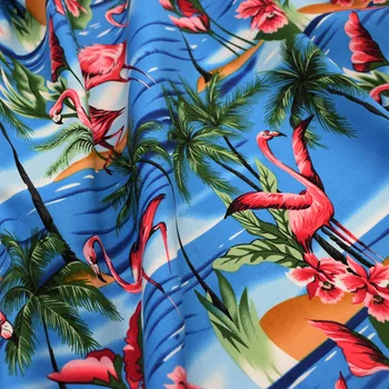 Į Flamingas ir kokoso palmių reaktyvusis dažai ruožas medvilnės audinio semmer suknelė heidi bazin riche vestidos telas por metro 