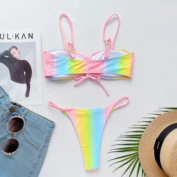2021 Naujos Micro Bikini Mini Diržas Rinkinys Sexy Moterų Maudymosi Kostiumėlį Push Up Maudymosi Kostiumėliai, Feamle Kaklaraištis Dažų, Maudymosi Kostiumą, Brazilijos Bikini Paplūdimio