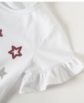 1-7Y Mergaičių marškinėliai Prekės Šukuotos Medvilnės Vasarą Vaikai Vaikai marškinėlius Tee Viršūnes Bebe Kūdikių Baby Girl Drabužiai Apatiniai Vienaragis