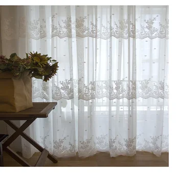 Korėjos horizontalus siuvinėtos užuolaidos nėrinių Princesė langą, lango užuolaidos miegamajame pasiskirstymo apdailos siuvinėtas tiulis užuolaidų