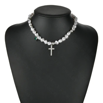 Kalnų krištolas Kryžiaus Žavesio Pakabučiai Mados Karoliai Imituojamas Nereguliarus Perlai, Kristalai Tiesiog Karoliai Moterų Papuošalai T84A
