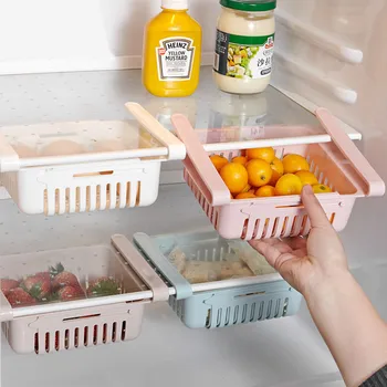 2vnt/komplektas reguliuojamas tampus šaldytuvas organizatorius talpinimo stalčių krepšelį pull-out stalčių virtuvės šviežių stalčiuko