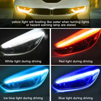 2vnt Automobilių Eilės Teka RGB Šviesos važiavimui Dieną DRL APP Įvairių Spalvų LED Šviesos Juostelės Posūkio Signalo Žibintai Headlig