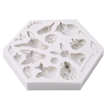 1PC 3D Miško Gyvūnų Formų Silikoninių Formų Miško Tortas Dekoratyvinis Pelėsių Įrankiai Tortas Dekoravimo Minkštas Pelėsių 