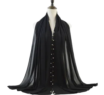 Nauji karšto pardavimo moterų paprastas burbulas pearl šifono skara Galvą hijab wrap kietas skaros lankelis foulard femme musulmonų hijabs parduotuvėse