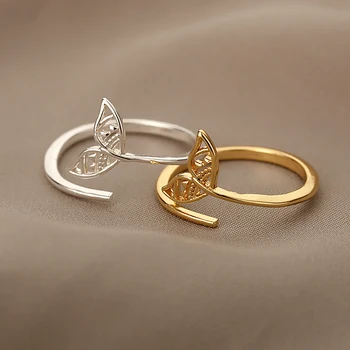 Mielas Žuvies Uodega Atidaryti Žiedas Už Moterų, Mažumų Dizaino Žiedas Korėjos Derliaus Estetinės Piršto Aukso Spalvos Žiedas Bižuterijos Femme