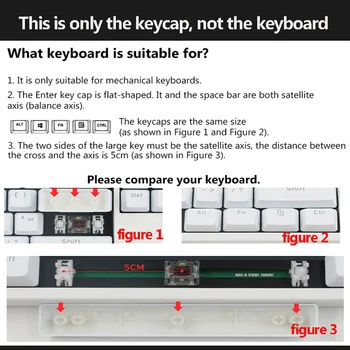 104 Klavišai ABS Dvigubo Įpurškimo Šviesos Perdavimo Keycaps Tuščią Keycaps Vyšnių MX Mechaninė Klaviatūros Klavišą Bžūp Jungikliai keycap