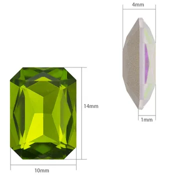 Naujas Malachito žaliojo Stačiakampio formos aštuonkampis formos pointback kristalų masės stiklo cirkonio drabužiai, batai, krepšiai, Aksesuarai