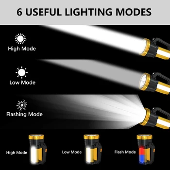 Super Ryškus LED Žibintuvėlis Nešiojamas Vandeniui Akiratyje 6 Režimo Galingas Prožektorius USB Įkrovimo Kempingas Fakelas Žibintų