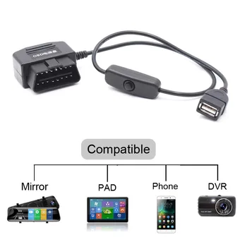 XCGaoon OBD 12V 24V USB 5V 2.1 Automobilinio Įkroviklio Hardwire Laido, Brūkšnys Cam Kamera Transporto priemonės DVR mobiliųjų Telefonų Žemos Įtampos Apsauga