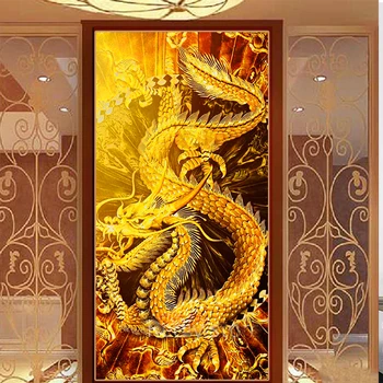 Didelis Naujas kvadratiniu Diamond 5D Kinijos Golden Dragon 