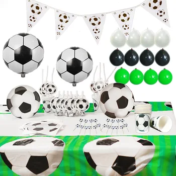 Žalia Balta Futbolo Sporto Tema, Vienkartiniai Indai, Popieriniai Plokštės Puodeliai Futbolo Stalo Įrankiai Gimtadienio Baby Shower Apdaila