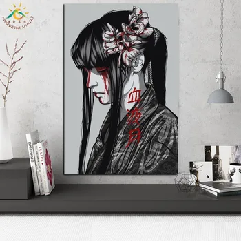 Japonija Kraujo Mergina Drobės Pažymėkite Tapybos Šiuolaikinės Drobė Meno Spaudinius Plakatas Sienų Tapybos Kūrinys Sienos Menas Nuotraukos Namų Puošybai