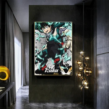 Sienos Meno Kūrinius, Modulinės Deku Anime Boy Blue Paveikslai, Nuotraukos, Hd Spaudinių Namų Plakatas Mano Herojus Akademijos Drobės Kambarį Apdaila