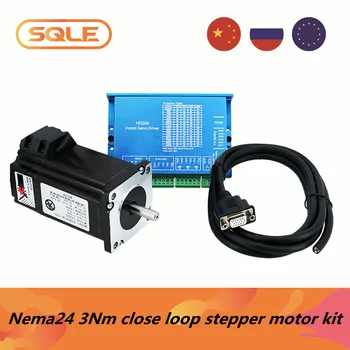 ES sandėliai Nema24 60HSE3N uždaryti kilpa stepper motorinių rinkinys：1 vnt 3Nm variklis + 1 vnt HSS60 servo vairuotojas + 2 metrų encoder kabelis
