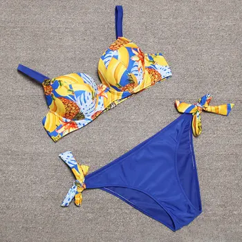 JyoJyo Seksualus plius dydis maudymosi kostiumėlis moterims, 2 vnt push up bikinis nustatyti 2021 Gėlių spausdinti maudymosi kostiumėliai, moterų Underwire maudymosi kostiumas XXL