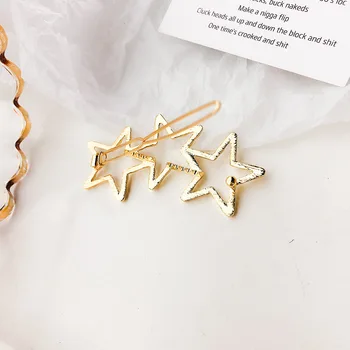 Korėjos Mados Moterų Geometrinis Aukso Metalo Žvaigždės Plaukų Clips Derliaus Staigius Mergaitėms Plaukų Aksesuarų, Papuošalų Derliaus Hairgrip