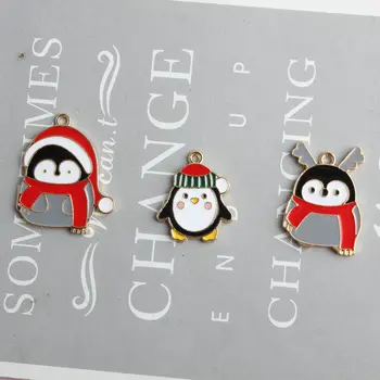 10vnt/daug Mielas Pingvinas Šeimos Emalio Kalėdų Pingvinas Pakabukai Pakabukas Už Karoliai, Apyrankės Auskarai 