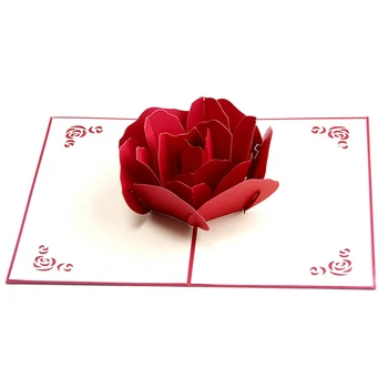 3D Rožių Gėlių Pop-Up Kortelę Valentino Motinos Diena-Metį Žmona Gimtadienio Atvirukai Didmeninės