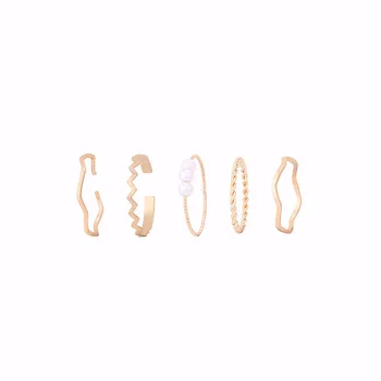 2021 Mados Paprastos Konstrukcijos anillos Derliaus Aukso Spalvos Bendrą Žiedai Rinkiniai Moterims, Papuošalai korėjos Versija Bendras Žiedai