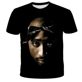 Mados Vyrai Moterys Reperis 2pac Tupac 3D Spausdinimo T Marškinėliai Atsitiktinis Cool Plus Size Viršūnes 5XL