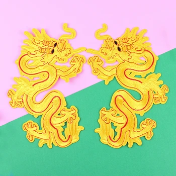 Kinijos Aukso Drakonai Išsiuvinėti Pleistrai Siūti Geležies Emblemos Suknelė Maišelį, Džinsus, Kepurę Marškinėliai 