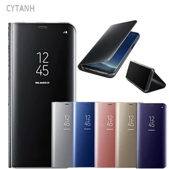 Prabangus Veidrodis Peržiūrėti Smart Flip Case For Samsung Galaxy S9 originalus Magnetinis fundas GalaxyS9 S 9 SM G960F G960 Odinis Telefono Dangtelį