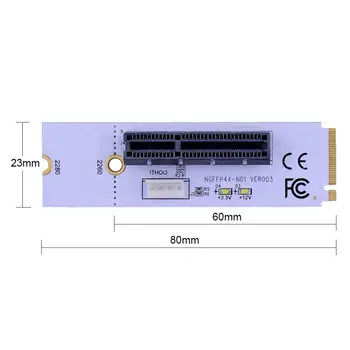 M2 Mygtuką M, Kad būtų PCIe X4 Perdavimo Adapteris Su LED Įtampos Indikatorius GPU Miner Kasybos NGFF M. 2 PCI-E 4X Riser Card