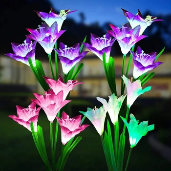 Saulės Gėlių, Šviesos, lauke, saulės powered garden light RGB Spalvų Lily Vandeniui Dekoratyvinės Lempos Vejai, Sodo Kieme Kraštovaizdžio Šviesos