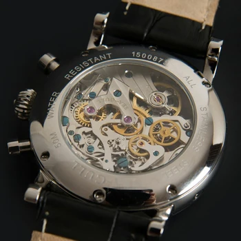 Mechaniniai Laikrodžiai Vyrams Chronograph Mens Watch Žuvėdra ST1905 Vertus Vėjo Judėjimas, Nerūdijančio Plieno, Safyro Sustoti Žiūrėti Prabanga