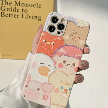 Originalus animacinių filmų lokys kiaulių antis mergina, telefono dėklas skirtas iphone 12 mini pro 11 max x xr xs max 7 8 plus se 2020 odos padengti rubisafe