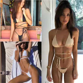 Dviejų Dalių Seksualus Tvarstis Bikini Nustatyti Moterų Micro Mini Bikini Thong Maudymosi Kostiumėlį Brazilijos Maudymosi Kostiumas
